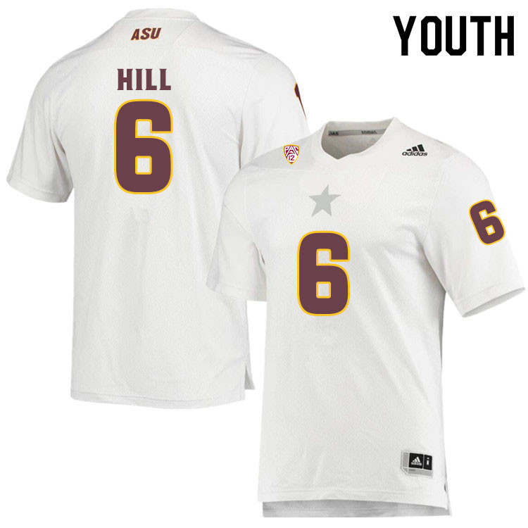 Youth #6 Tommi HillArizona State Sun Devils College Football Jerseys Sale-White - Click Image to Close